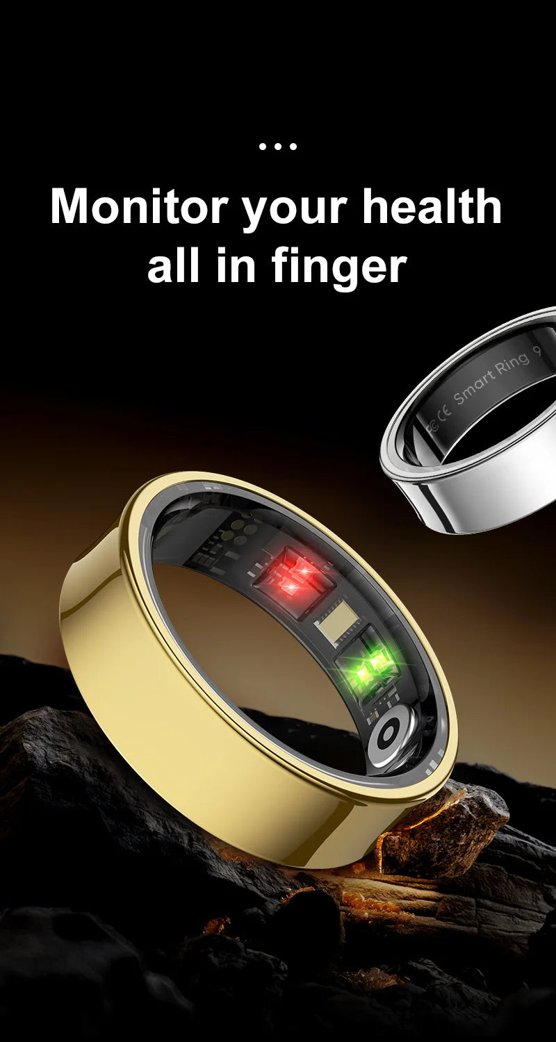 New Smart Ring R09 Health Monitor Multi Sport Mode Skin Temperature Measurement 5ATM Waterproof Smart Ring With Charging Case