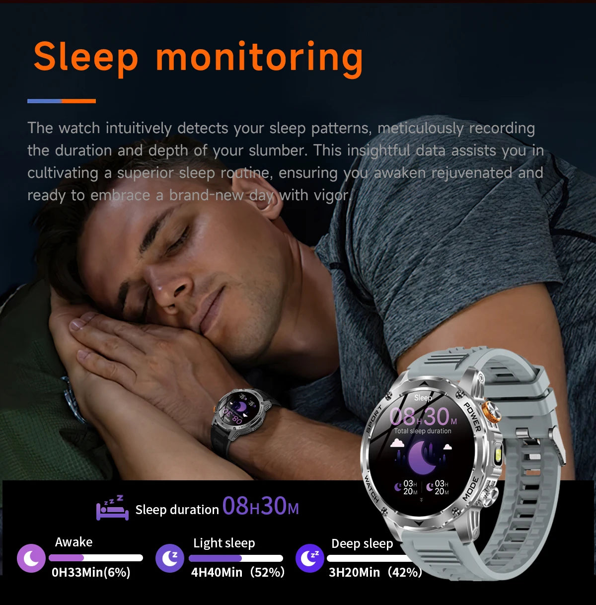 LIGE New Smart Watch Men 1000mAh Large Capacity Battery Outdoor Flashlight Bluetooth Call Waterproof Sport Fitness Smartwatch