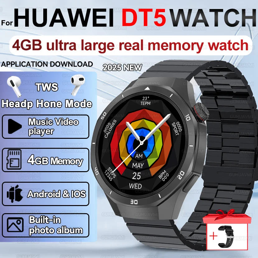 2025 New Smart Watch Men AMOLED Screen 4GB Memory Music Player GPS Sports Fitness Tracker IP68 Waterproof Smartwatches