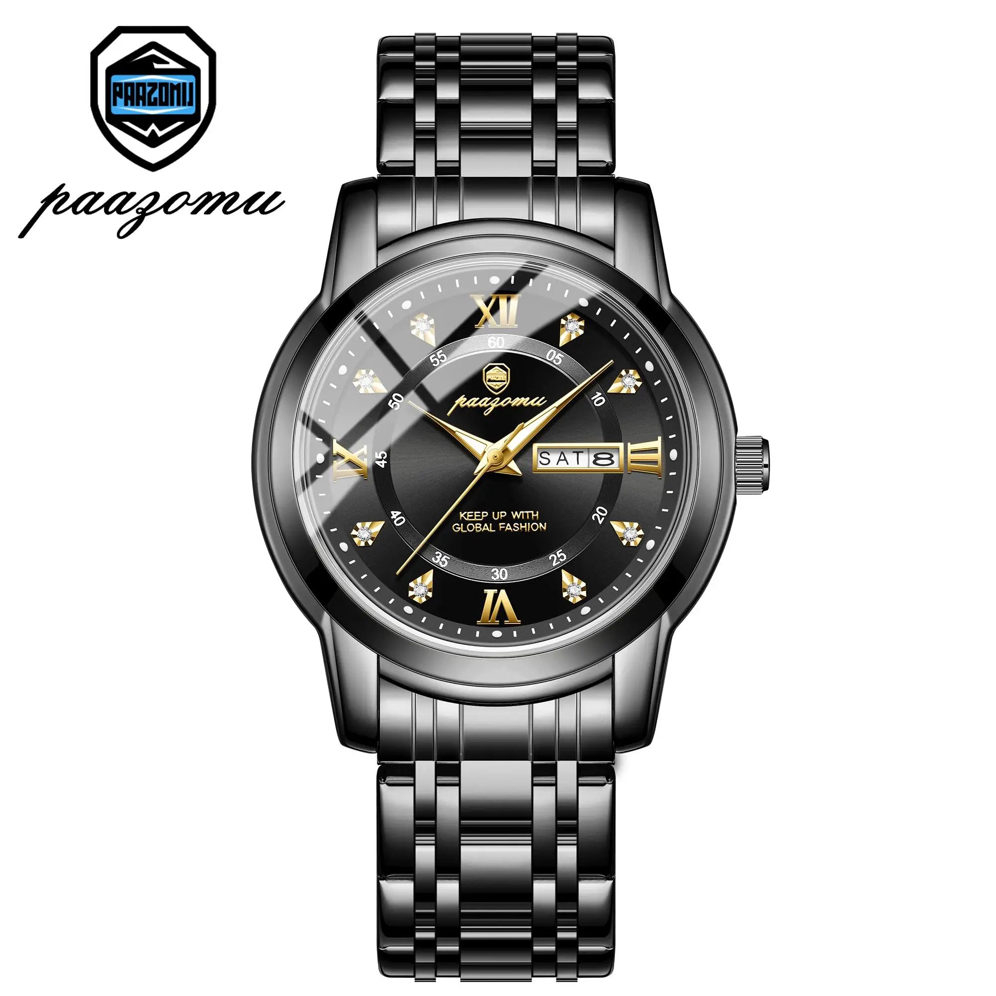 POEDAGAR Business Men Watch Date Week Waterproof Luminous Luxury Man Wristwatch Sports Stainless Steel Men's Quartz Watches Male