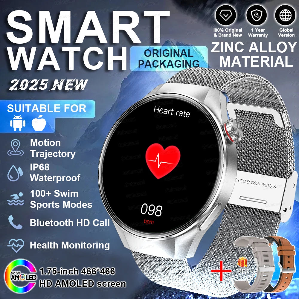2025 New Watch G5 PlUS Smart Watch Men 1.75" HD AMOLED Screen GPS Track Heart Rate Bluetooth Call Compass SmartWatch