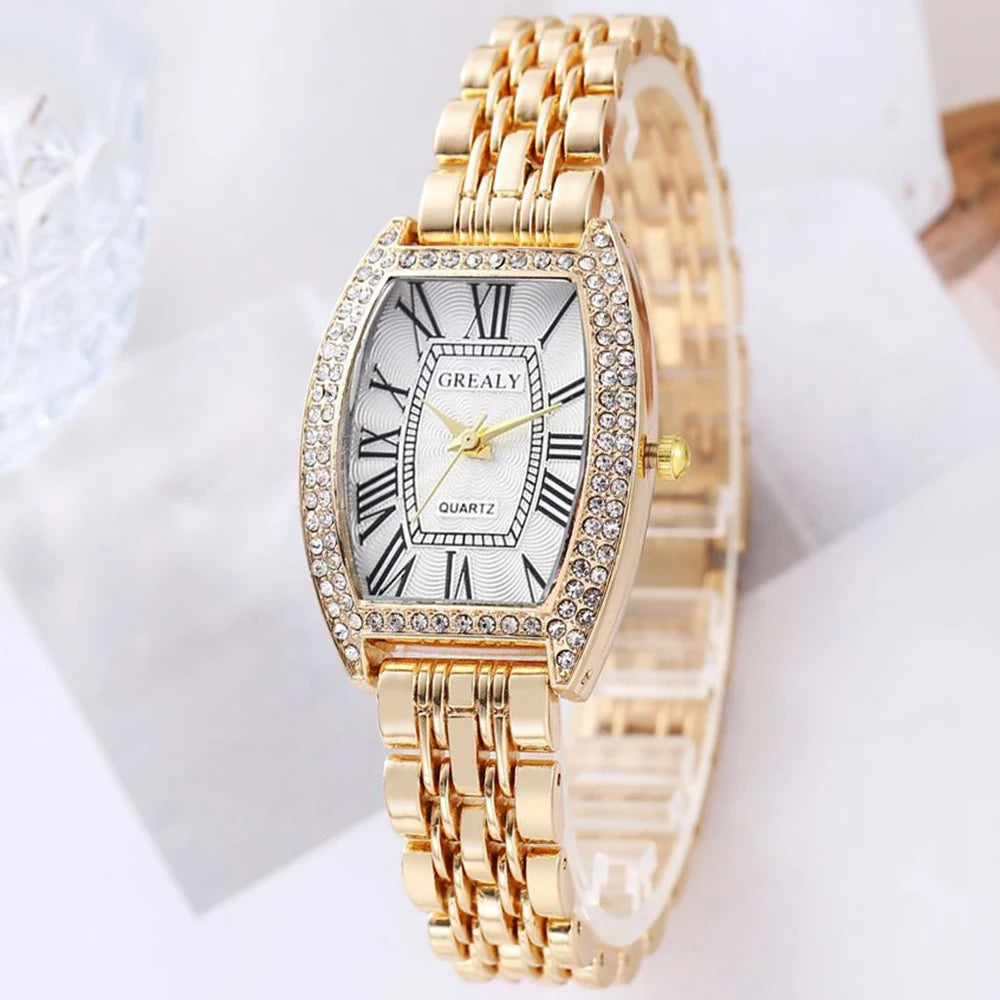 New Women Watch Luxury Rhinestone Watch Fashion Casual Watch Roman Scale Women Quartz Wristwatch Ladies Clock Relogio Feminino