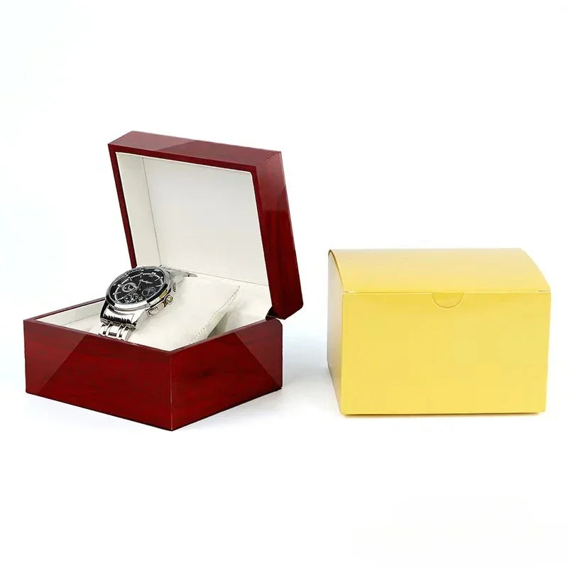 High-end Red Wooden Matte Red Watch Packaging Box Atmospheric Flip-Top Jewelry Watch Box Suitable for NH35 NH36 Watch Box Case