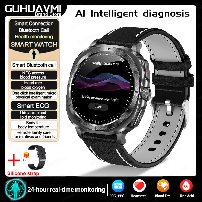 2025 New For XIAOMI Health Watch Uric Acid Blood Pressure Blood oxygen Body Analysis Body Fat SmartWatch ECG+PPG Clock Women Men