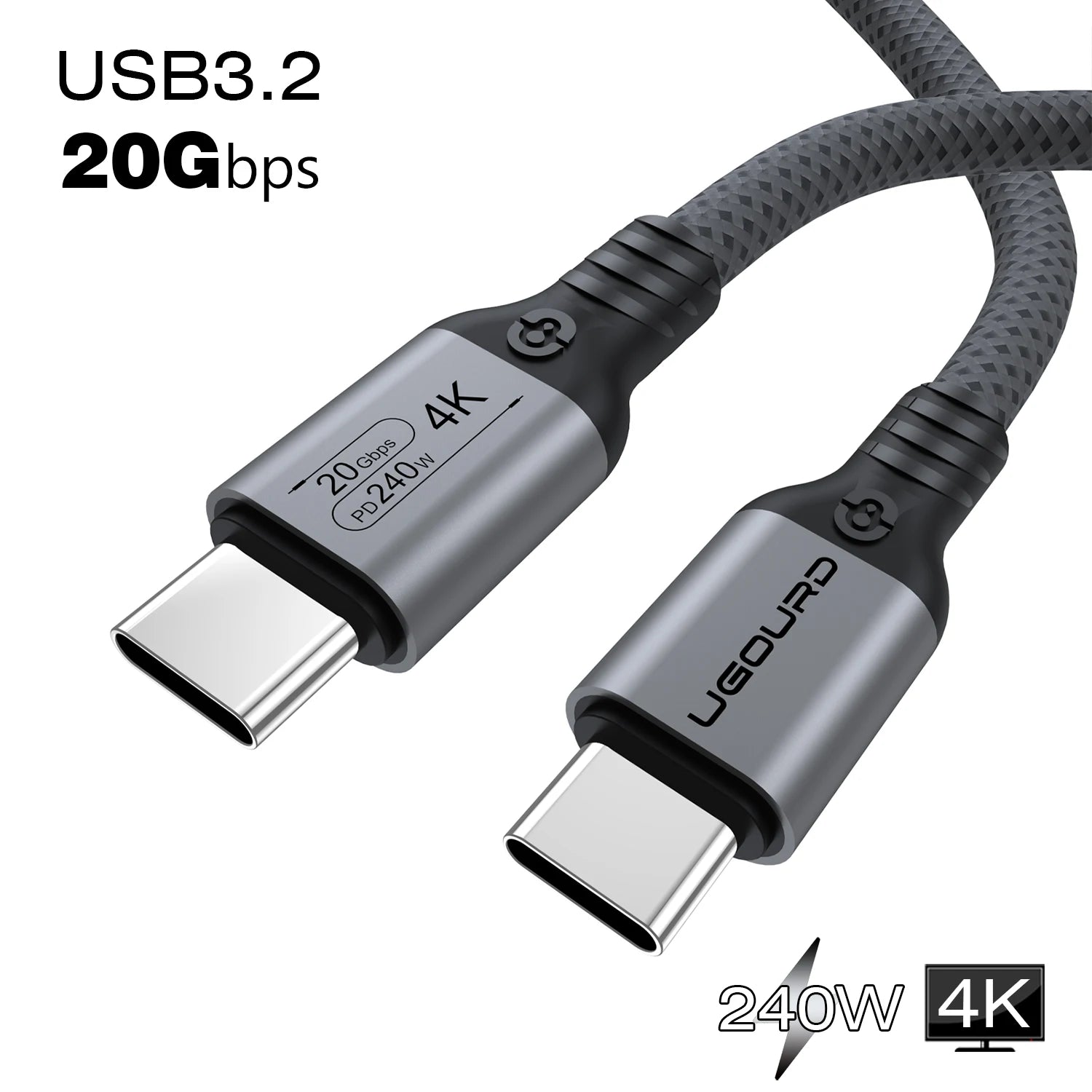 Full function 20Gbps Type C Cable USB3.2 gen2 *2 USB C 20G Data Transfer Cord USB 3 240W Fast Charge Cable 4K For Hub MacBook 3m