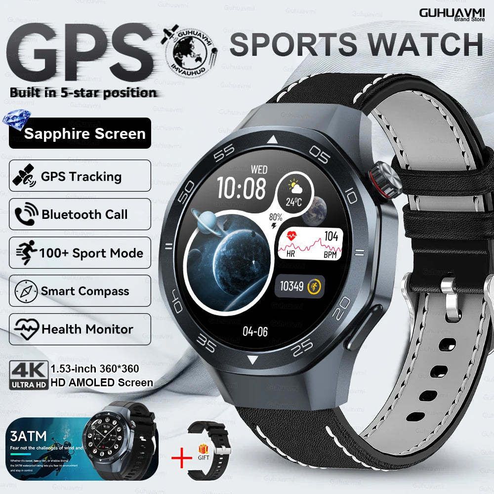 2025 New Watch5 GPS Sports Smart Watch 1.53-inch Sapphire Glass HD Screen Compass Heart Rate Bluetooth Call Smartwatch Men Women