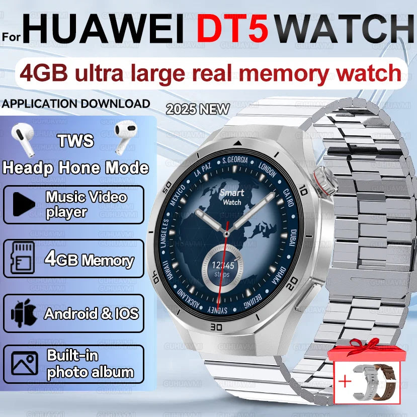 2025 New Smart Watch Men AMOLED Screen 4GB Memory Music Player GPS Sports Fitness Tracker IP68 Waterproof Smartwatches