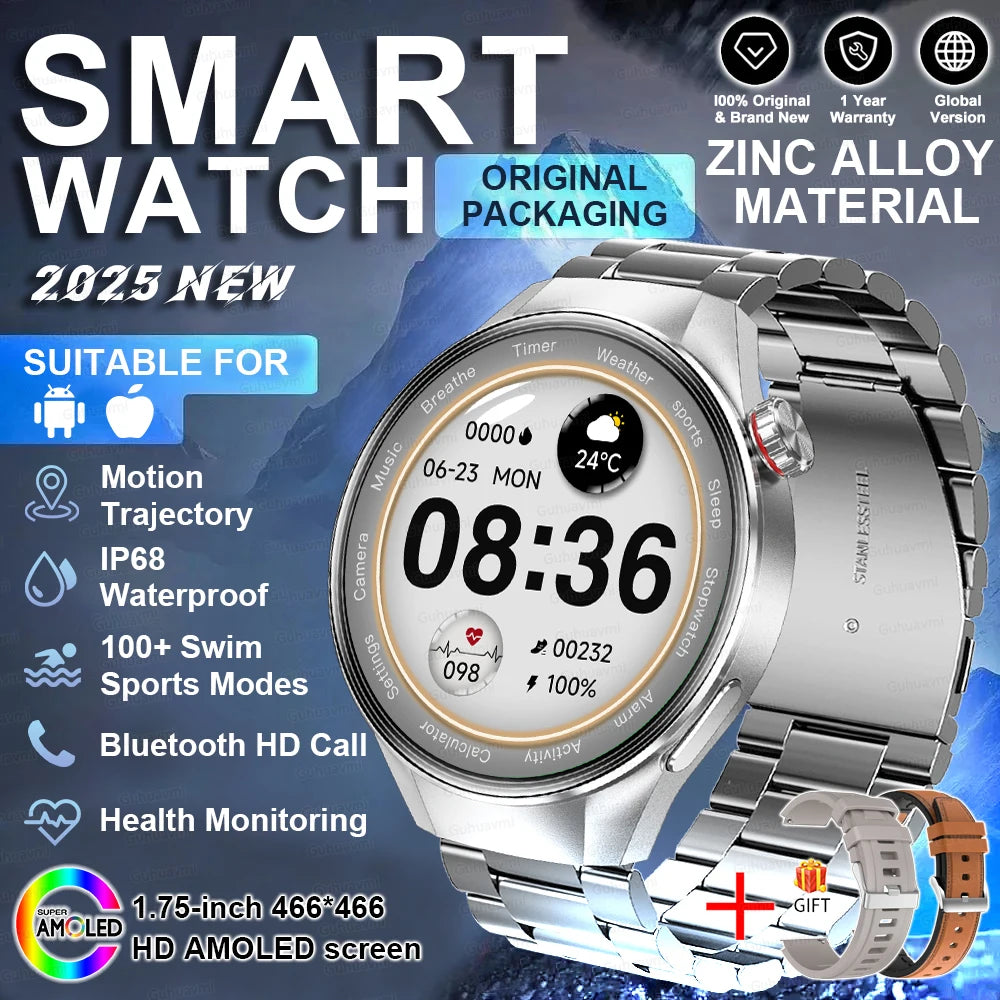 2025 New Watch G5 PlUS Smart Watch Men 1.75" HD AMOLED Screen GPS Track Heart Rate Bluetooth Call Compass SmartWatch
