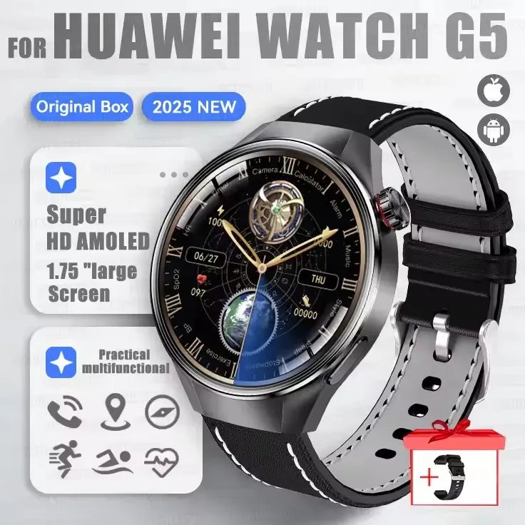 2025 New Watch G5 PlUS Smart Watch Men 1.75"AMOLED Screen GPS Track Compass Heart Rate Bluetooth Call SmartWatch For Android IOS