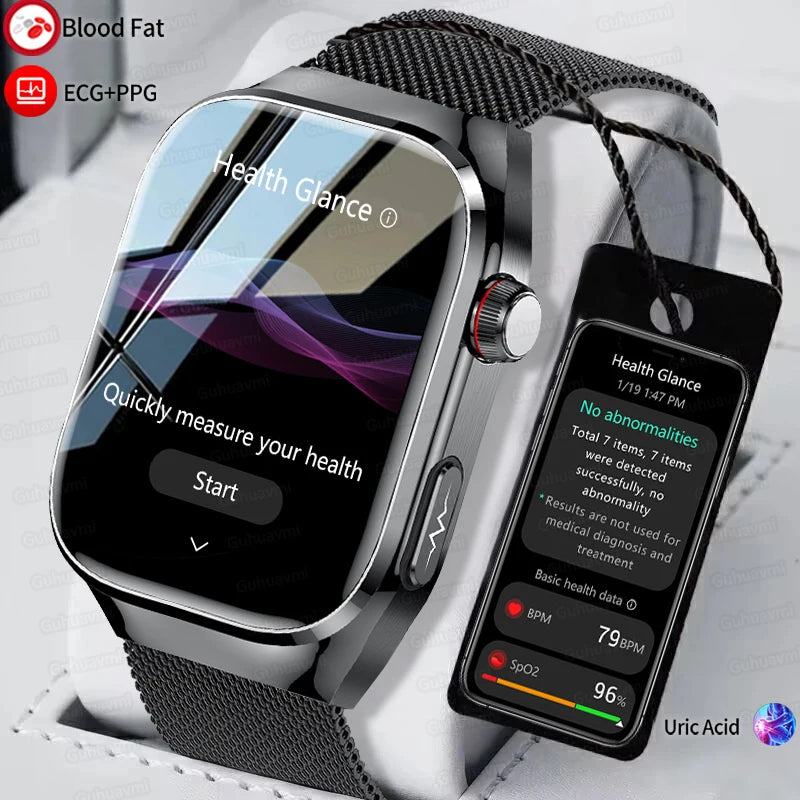New Blood Pressure Uric Acid Body Fat Smartwatch Micro Physical Examination Five Organ Health Watches Bluetooth Call Smart Watch