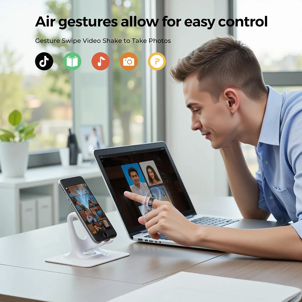 2025 New SR08 Smart Ring Men Women LED Display Screen Heart Rate Blood Oxygen Monitoring 5ATM Waterproof Multi Sports Modes Gift