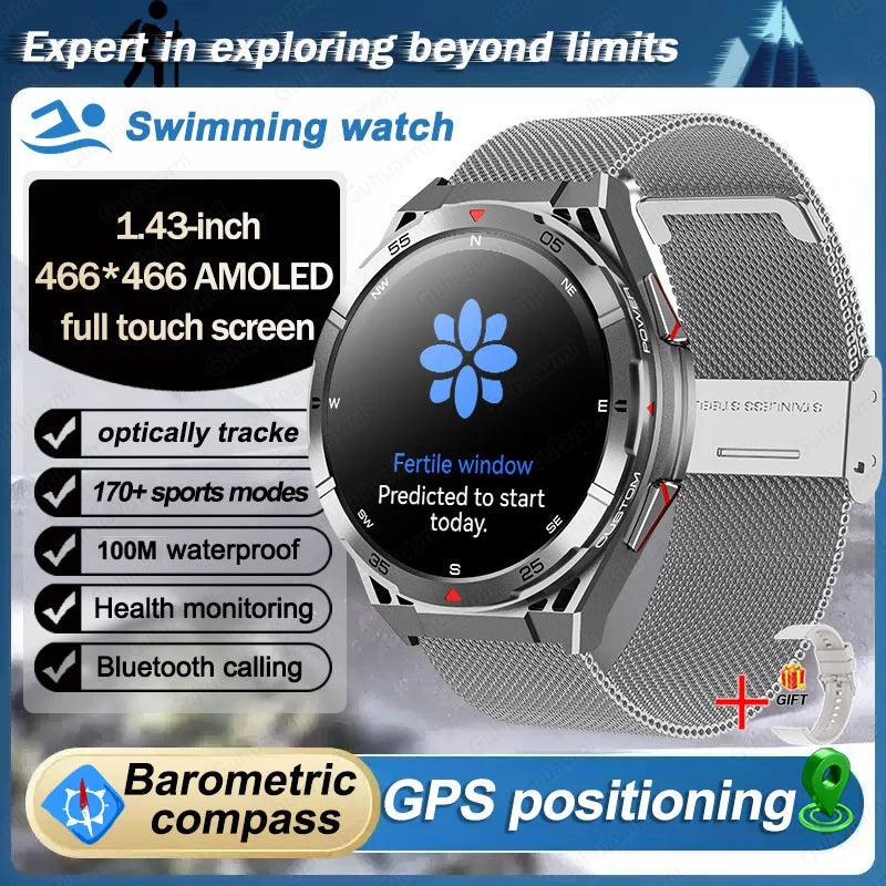 New Dual-band GPS 170+Sport SmartWatch Compass IP69 Professional Waterproof Swim Bluetooth Call Smart Watches For Man Women 2025