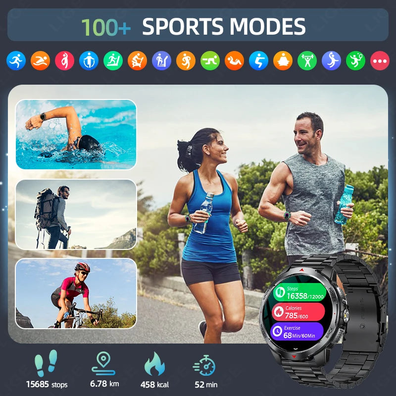 LIGE New Smart Watch Men 1100mah Large Capacity Battery Compass Outdoor 3ATM Waterproof Sports Fitness Bluetooth Call Smartwatch