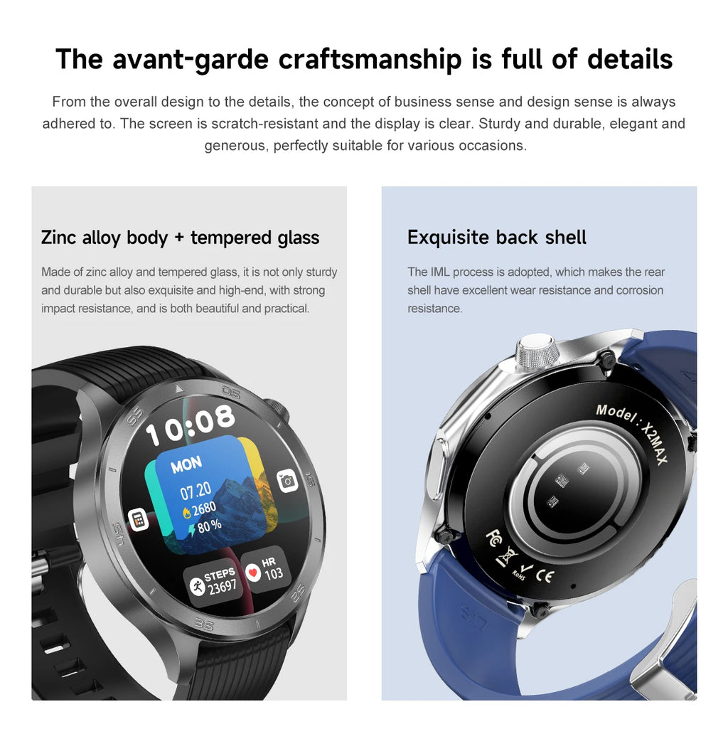 2025New For OPPO Watch X2 Smart Watch Men GPS Track Compass AMOLED Screen Bluetooth Call Heart Rate IP68 Waterproof Smartwatches