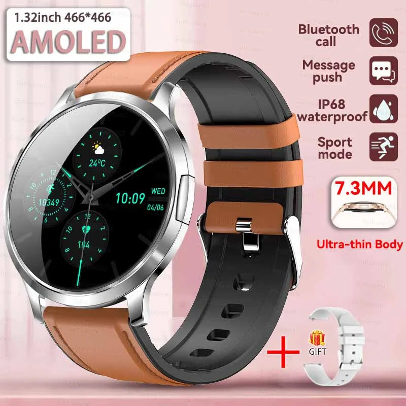 New Smart Watch Women 1.32"Ultra-thin AMOLED HD Screen Sport Fitness Bracelet Custom Watch Face Bluetooth Call Luxury Smartwatch