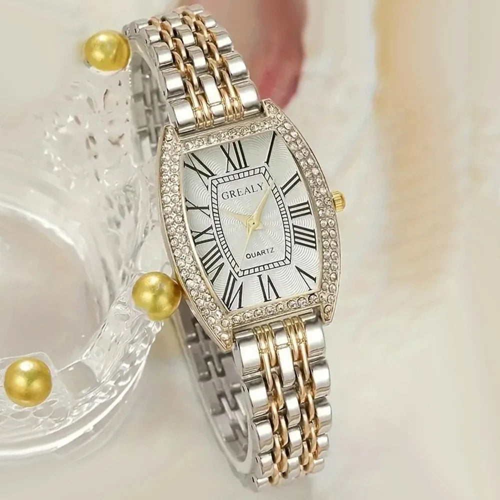 New Women Watch Luxury Rhinestone Watch Fashion Casual Watch Roman Scale Women Quartz Wristwatch Ladies Clock Relogio Feminino