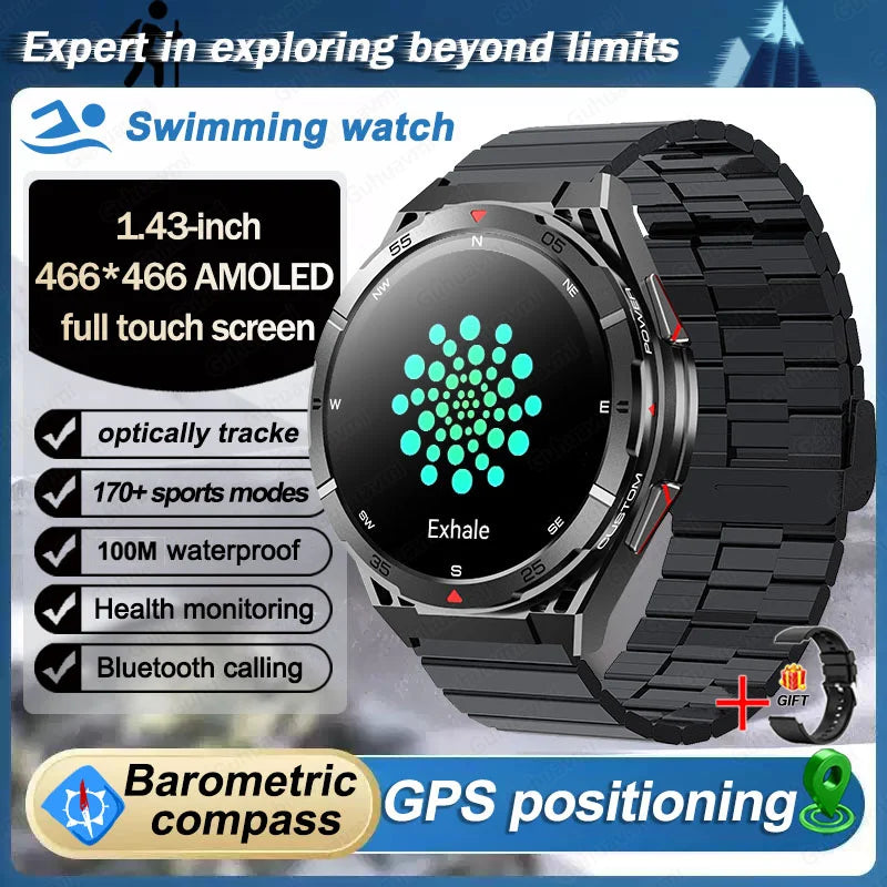 New Dual-band GPS 170+Sport SmartWatch Compass IP69 Professional Waterproof Swim Bluetooth Call Smart Watches For Man Women 2025