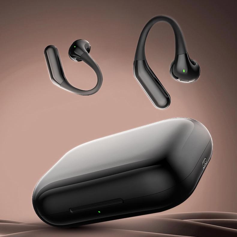 NNEDSZ Wireless Half In-Ear Sports Earphones - Black-2