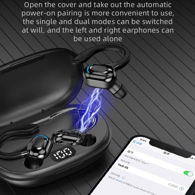 NNEDSZ Wireless Bluetooth Earphones With Charging Case - F8 - Green Double Ear-4