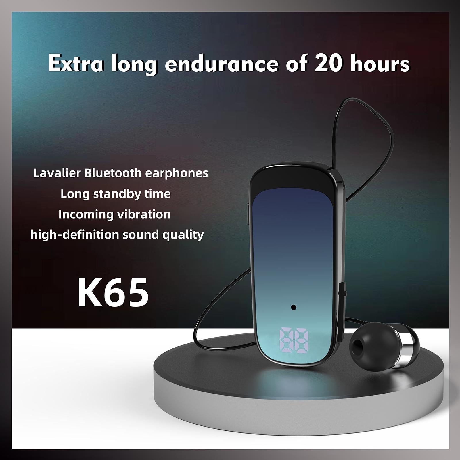 NNEDSZ K65 Wireless Business Earbuds - Retractable Cable-2