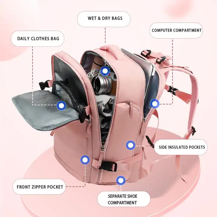 NNEDSZ Multi-Compartment Travel Backpack with Shoe Storage and Wet-Dry Separation (Peacock Blue)31cm(L)*17cm(W)*42cm(H)