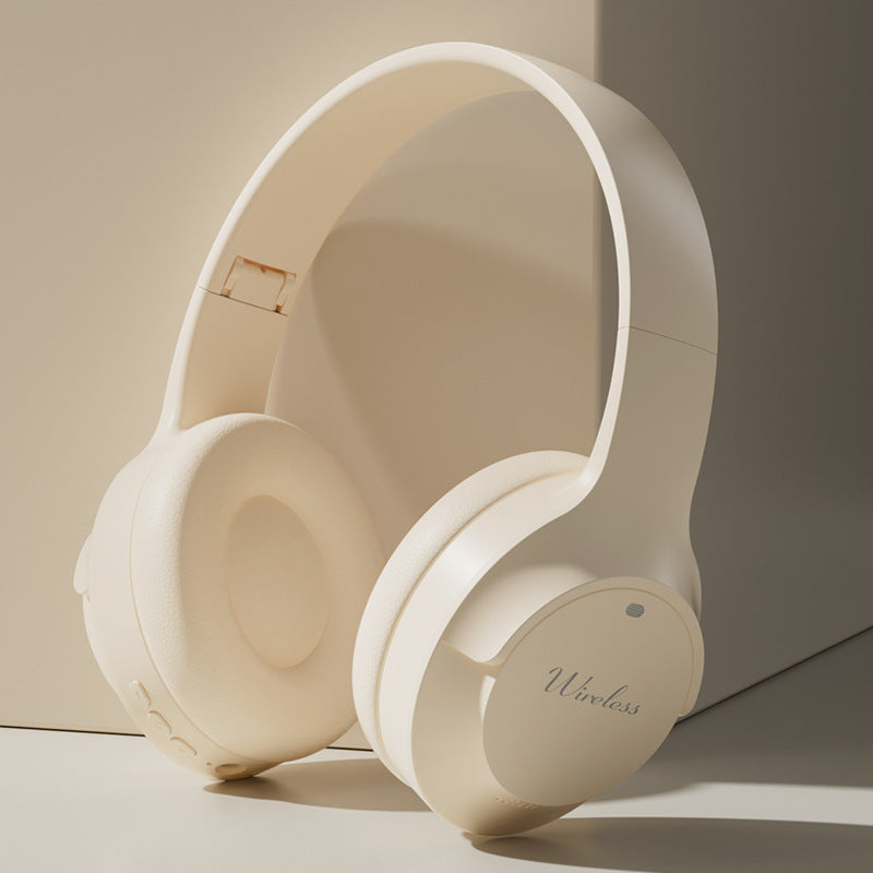 NNEDSZ Khaki Wireless Bluetooth Headphones with Hi-Fi Bass, Foldable Design, and Card Slot-0